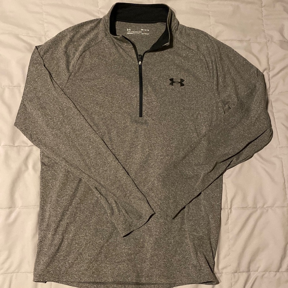 Under Armour, grey, 1/4 zip pull over, dri fit